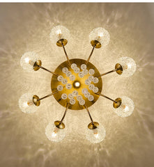 Polished Gold Crystal Starburst Semi-Flush Ceiling Light