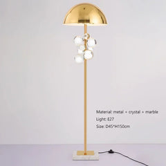 Gold Crystal Globe Cluster Table Lamp with Marble Base