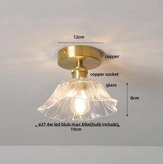 Ceiling light fixture with measurements on a gray background