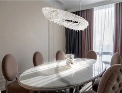 Modern Gold Ring Crystal Chandelier Pendant Light with Cascading Drops