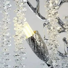 Gold Crystal Branch Wall Sconce with Cascading Beads