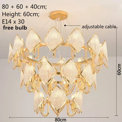 Gold Crystal Diamond Tiered Chandelier Pendant Light Modern Design