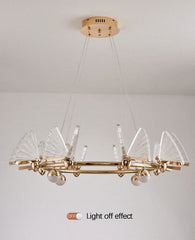Gold Butterfly Glass Ring Chandelier Modern Pendant Light Fixture