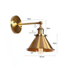 Brushed Gold Cone Shade Adjustable Wall Sconce Hanging Ceiling Light