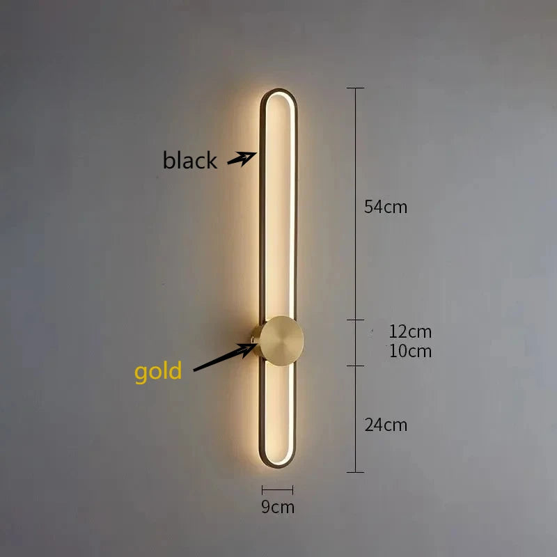 Wall lamp with dimensions labeled on a gray background