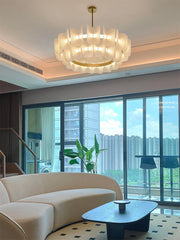 Modern Gold Acrylic Wave Chandelier with Tiered Design