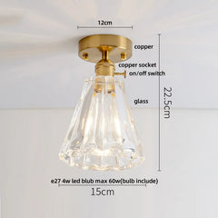 Ceiling light fixture with dimensions labeled on a white background