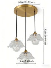 Glass Flower Pendant Light with Metal Accents Fixture