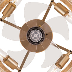 Close-up of a ceiling light fixture with white and gold design