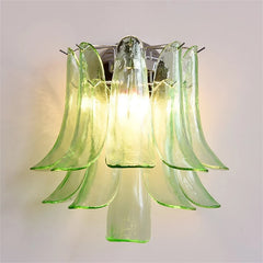 Chrome Finish Petal Glass Sconce with Pink Frosted Bell Shades