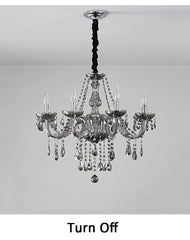Smoke Gray Multi-Arm Crystal Chandelier for Living Room