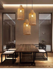 Woven Bamboo Pendant Light Natural Rattan Art Lantern Chandelier