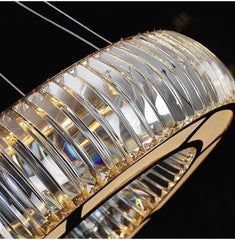 Modern Crystal Ring Pendant Light with Gold Finish Metal Frame