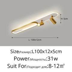 Modern Linear Spotlight Ceiling Lamp with Oval Accent