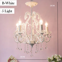 Pink Crystal Candelabra Chandelier with Teardrop Accents
