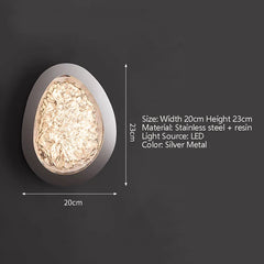 Gold Oval Frame Textured Resin Egg Sconce Wall Light with Warm Glow