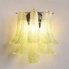 Chrome Finish Petal Glass Sconce with Pink Frosted Bell Shades