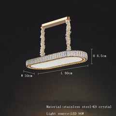 Modern Gold Crystal Oval Chandelier with Integrated LED