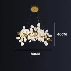 Gold Floral Cluster Pendant Light with Opal Glass Shades
