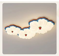 White Petal Flower Flush Mount Light with Multicolor Accents