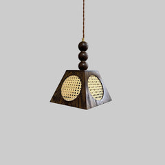 Japanese Wabi-Sabi Rattan Pendant Light – LED Wood Weaving Hanging Lamp