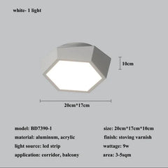 Modern Geometric Hexagon Flush Mount Ceiling Light Fixture