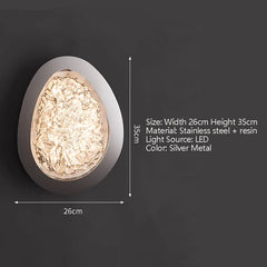 Gold Oval Frame Textured Resin Egg Sconce Wall Light with Warm Glow