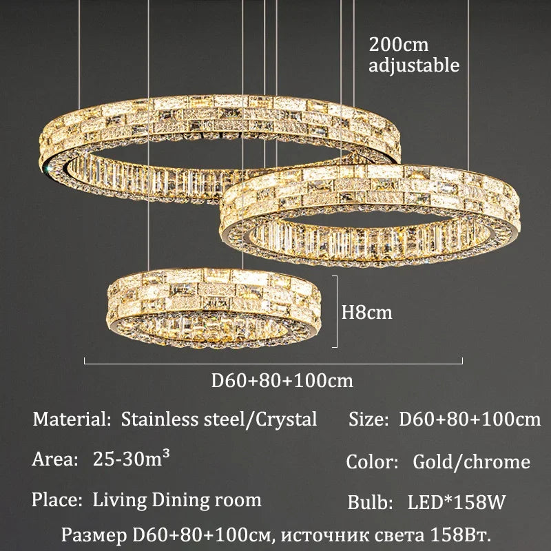 Chandelier with dimensions and specifications on a dark background