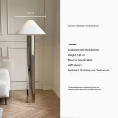 Floor lamp with dimensions and specifications on a white background