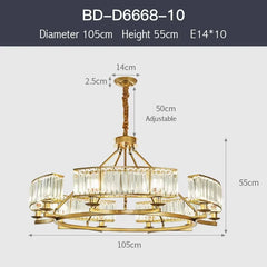 Gold Crystal Ring Tiered Chandelier Pendant Light