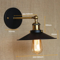 Brass Cone Shade Industrial Wall Sconce with Adjustable Arm