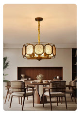 Brushed Gold Floral Pendant Light with Frosted Glass