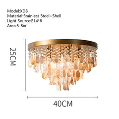 Gold Teardrop Shell Tiered Semi-Flush Ceiling Light
