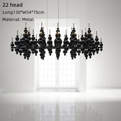 Black Globe Cluster Pendant Light with Polished Metal Frame