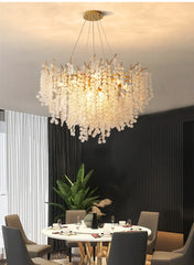 Gold Cascade Crystal Floral Flush Mount Ceiling Light Fixture