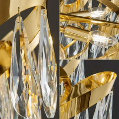 Gold Crystal Teardrop Cascading Chandelier Light
