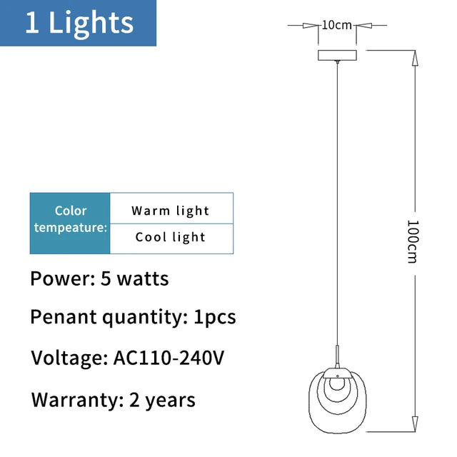 Light fixture description with color temperature, power, voltage, and warranty information.