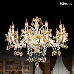 Gold Crystal Candelabra Tiered Chandelier with Rose Bud Accents