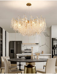 Gold Cascade Crystal Floral Flush Mount Ceiling Light Fixture