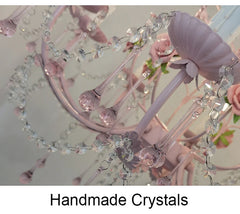 Pink Floral Rose Crystal Chandelier Pendant Light