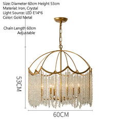 Gold Waterfall Crystal Chandelier Pendant Light with Tiered Beading