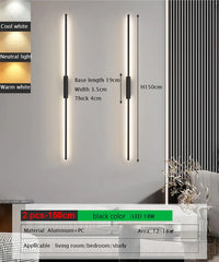 Modern Black Linear LED Wall Sconce with Up/Downlight, Aluminum