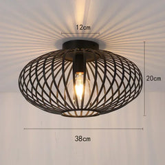 Brushed Open Cage Semi-Flush Mount Ceiling Light Fixture