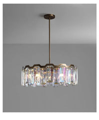 Polished Chrome Faceted Crystal Waterfall Chandelier