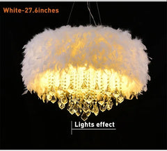 Feather Crystal Chandelier – Modern LED Pendant Light for Bedroom & Living Room