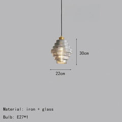 Glass Tiered Pendant Light with Brass Accents Fixture