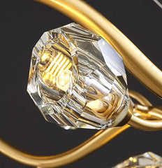 Gold Wavy Branch Crystal Chandelier with Cascading Lights