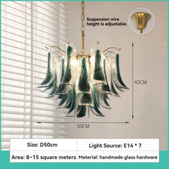 Gold Floral Glass Tiered Chandelier Pendant Light