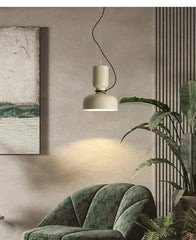 Matte Black Dome Pendant Light with Contrasting Cord