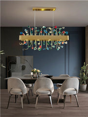 Gold Crystal Ring Chandelier with Colorful Accents